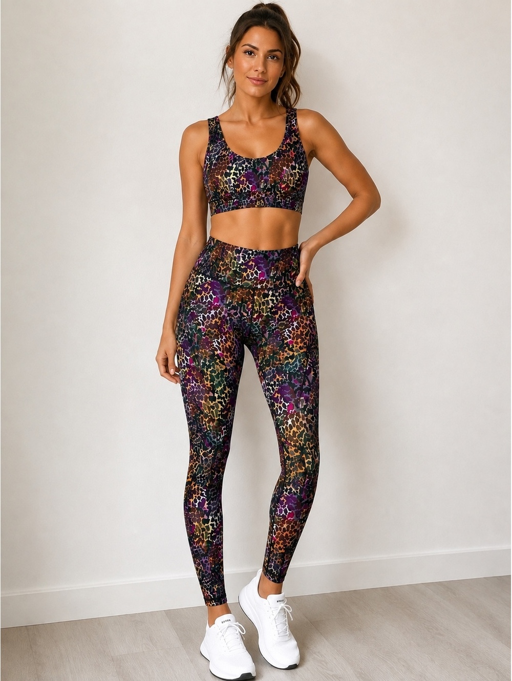Adam Selman Sport Womens L Animal Print High Rise Leggings Multicolor Activewear